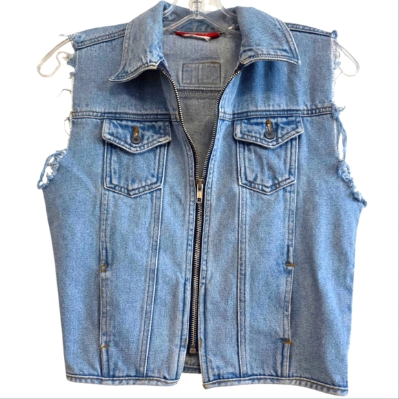 Esprit Vintage Light Blue Denim Zip Vest size X-small - Picture 1 of 4